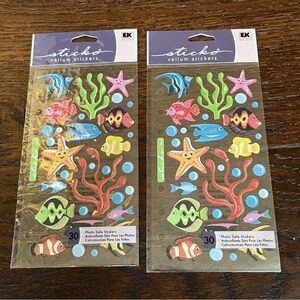 EK Sticko Vellum Stickers with Sea Creatures 2 New Old Stock Packs